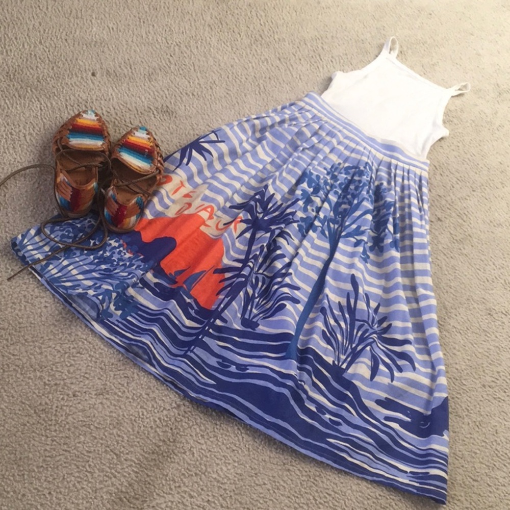 CORY LYNN CARTER/“COTE D’AZUR” BEACH SUNSET LINEN MIDI SKIRT/NWT